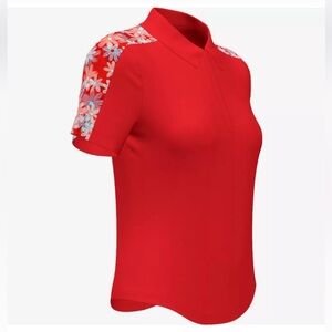 PGA TOUR APPAREL Women's Playful Floral Block Print Golf Polo